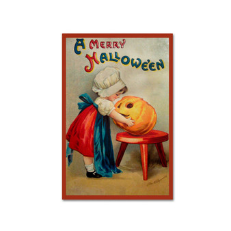 Vintage Apple Collection 'Halloween Stool Pumpkin' Canvas Art - 12" x 19"