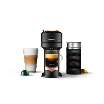 Vertuo Next Premium Coffee and Espresso Maker by DeLonghi, Black Rose Gold with Aeroccino Milk Frother