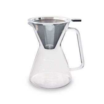 Glass Pour Over Carafe with Reusable Filter, 600ml