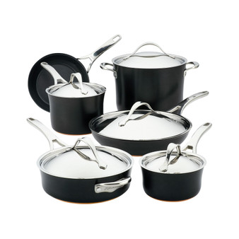 Nouvelle Copper Luxe Onyx Hard-Anodized Nonstick Cookware Set, 11 Piece
