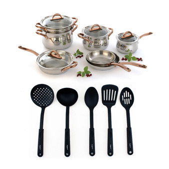Ouro Gold 18/10 Stainless Steel 16-Pc. Cookware Set