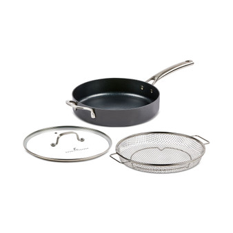 Forever Pans Pro Hard-Anodized Nonstick 11" Nonstick Frypan with Steamer Insert & Lid