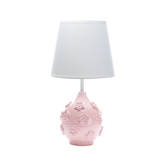 Signature Botanical Baby Pink Floral Nursery Lamp with Shade & Bulb