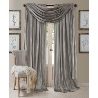 Athena Rod Pocket 52" x 84" Pair of Curtain Panels with Scarf Valance, Set of 3