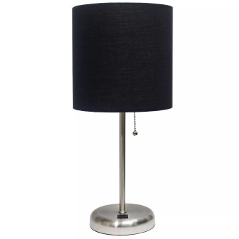 Lime Lights Stick Lamp with USB charging port and Fabric Shade