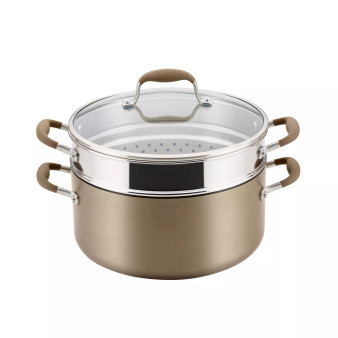 Advanced Home Hard-Anodized Nonstick 8.5 Qt. Wide Stockpot with Multi-Function Insert