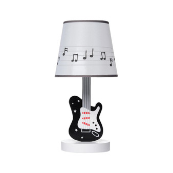 Rock Star Guitar Lamp with White Musical Notes Shade & Bulb
