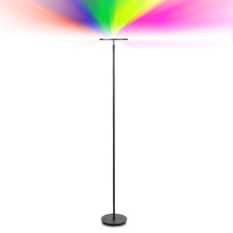 Sky Color Changing LED Torchiere Floor Lamp with Adjustable Head and Cellular Remote Control in Black