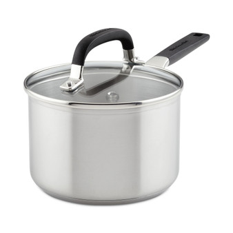 Stainless Steel 2 Quart Induction Sauce Pan with Measuring Marks and Lid
