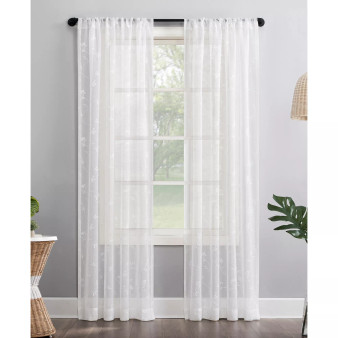 50" x 17" Delia Embroidered Floral Sheer Curtain Valance