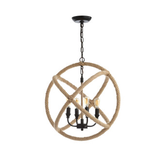 Soka 4-Light 20" Adjustable Globe, Rope Led Chandelier
