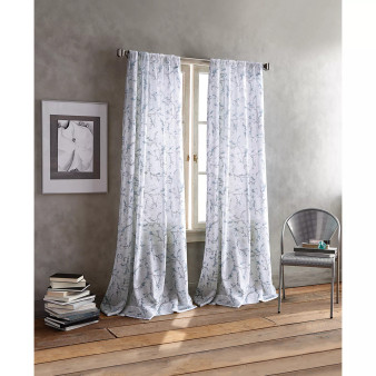 Promenade Floral 50" x 96" Sheer Poletop Curtain Set