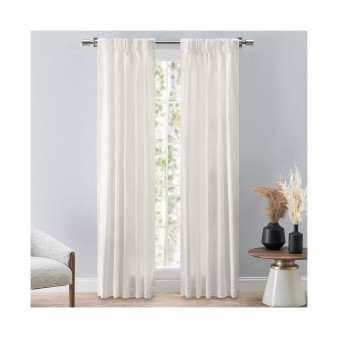 Grasscloth 2/Way Pinch Pleated w/Back Tabs Curtain Pair 50"W x 96"L