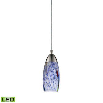 1 Light Pendant in Satin Nickel and Starlight Blue Glass - LED Offering Up To 300 Lumens (25 Watt Equivalent)