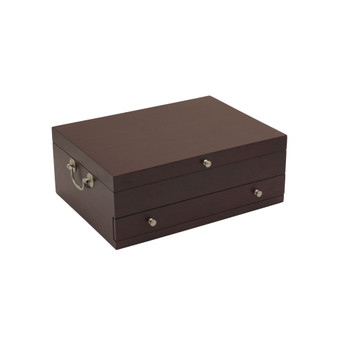 Dark Walnut Lined Drawer Stainless-Steel Flatware 15in Chest
