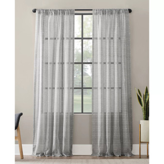 Textured Slub Stripe Anti-Dust Curtain Panel, 52" x 63"