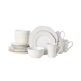 abby white 16 pc dinnerware set, service for 4