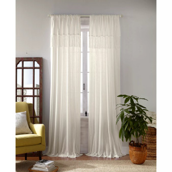 Calypso 52" x 84" Macramé Tassel Semi-Sheer Curtain Panel