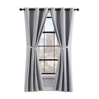 Finley Textured Blackout Grommet Window Curtain Panel Pair with Tiebacks Collection
