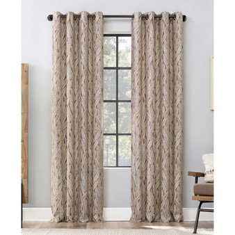 Celina Organic Leaf Semi-Sheer Grommet Curtain Panel, 96" x 50"