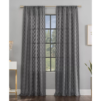 Verge 52" x 84" Geometric Clipped Jacquard Curtain Panel