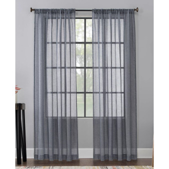 Celeste 52" x 63" Textured Linen Blend Sheer Curtain Panel