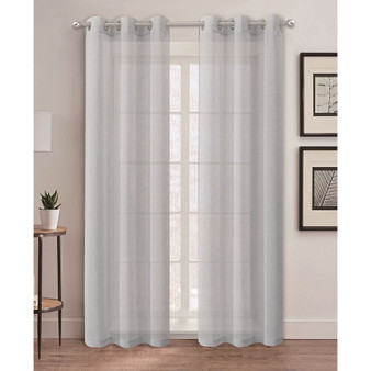 Au Natural 38" x 84" Canvas Mesh Semi-Sheer Curtain Set
