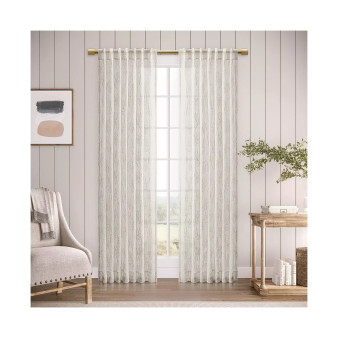 Sheer Leaf Rod Pocket With Back Tab Curtain Panel 52"W x 108"L