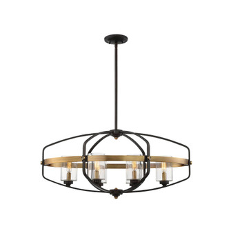 Kirkland 6-Light Linear Chandelier in English Bronze and Warm Brass