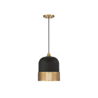 Eclipse 1-Light Pendant in Matte Black with Warm Brass Accents
