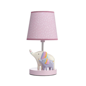 Elephant Dreams Pink/Lavender Nursery Lamp with Shade & Bulb