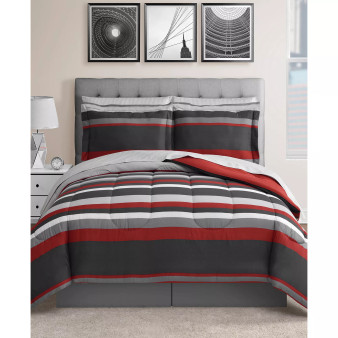 Austin Stripe/Solid Reversible 8 Pc. Comforter Set, Created for Macy's
