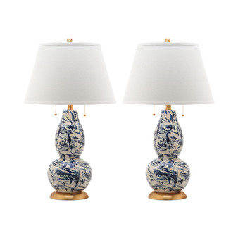 Set of 2 Color Swirls Glass Table Lamp