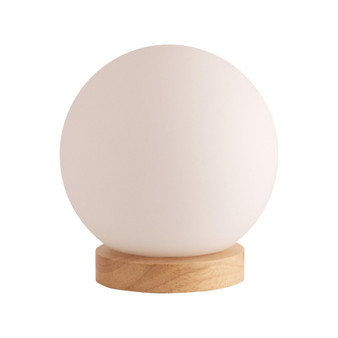 Light Accents Round Table Lamp Natural Wooden Base With Glass Shade