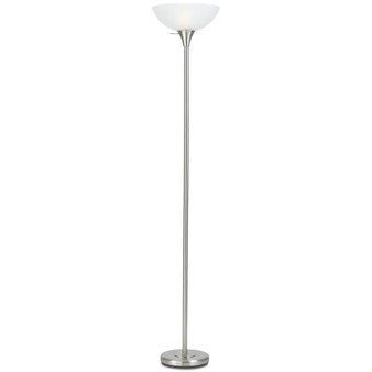 3-Way Metal Torchiere Lamp with Glass Shade