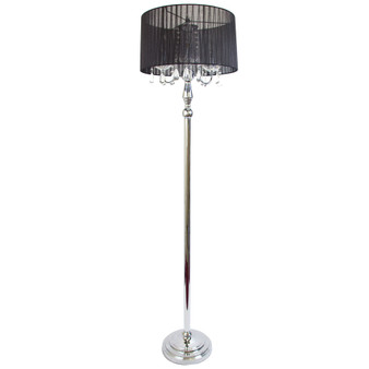 Elegant Designs Trendy Romantic Sheer Shade Floor Lamp with Hanging Crystals