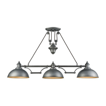 Farmhouse 3 Light Pulldown Island Light in Weathered Zinc