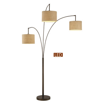 Lumiere Modern LED 80" 3-Arched Floor Lamp with Dimmer