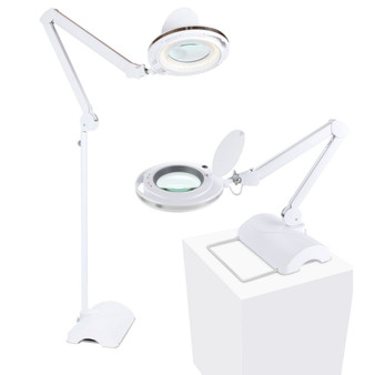 Lightview Pro LED 2-in-1 Magnifier Floor & Desk Lamp Combo (1.75x) 3 Diopter, Color Temperature Changing