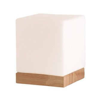 Felix Glass Square Table Lamp - Glass Shade With Natural Wooden Base