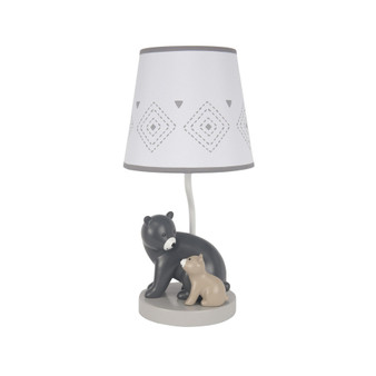 Woodland Forest Gray Bears Nursery Lamp with Shade & Bulb