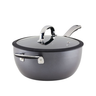 Cook + Create Hard Anodized Nonstick Saucier with Lid and Helper Handle, 4.5 Quart