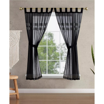 Milly Bling Sheer Tab Top Window Curtain Panel Pair with Tiebacks Collection