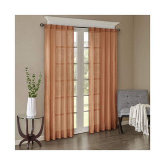 Harper Solid Crushed Curtain Panel Pair - 42x84" - Spice