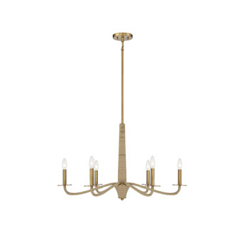 Cannon 6-Light Chandelier in Warm Brass and Rope