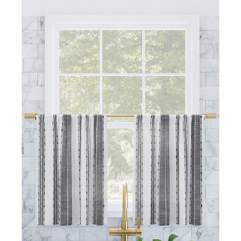 Slub Texture Stripe Cafe Curtain Pair, 52" x 24"