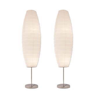 Diploma Chrome Floor Lamp With Paper Shade (2-Pack)