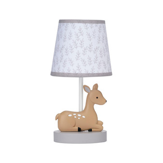 Deer Park Woodland Taupe Lamp with Gray/White Shade & Bulb