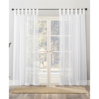 Amina Open Weave Indoor or Outdoor Sheer Tab Top Curtain Panel, 50" x 96"