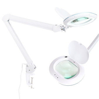 Lightview Pro LED Dimmable Screw Clamp Magnifier Desk Lamp - XL, (2.25x) 5 Diopter